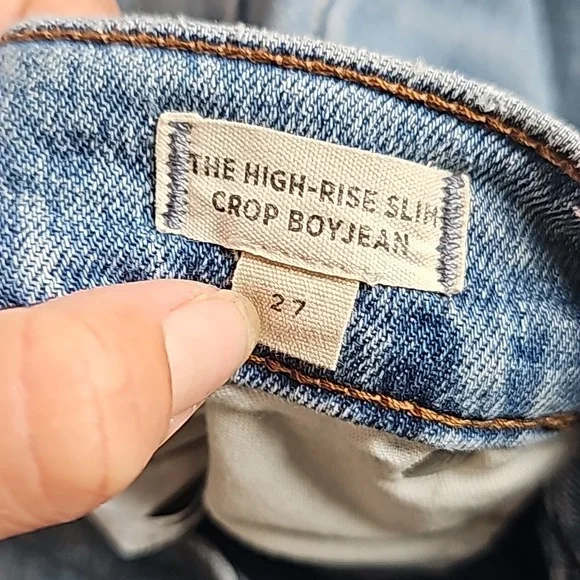 Madewell sz 27 slim boyfriend crop cut off jeans, distressed knees - Picture 3 of 13